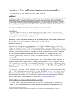 Innovations in Policy and Practice: Engaging practitioners as authors