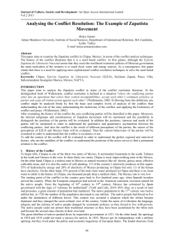 Analysing the Conflict Resolution: The Example of Zapatista