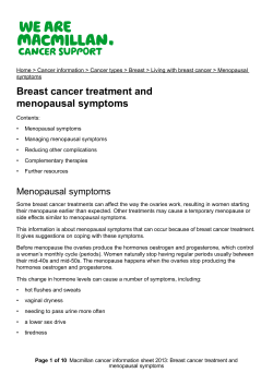 Breast cancer treatment and menopausal symptoms