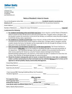 Notice of Resident`s Intent to Vacate