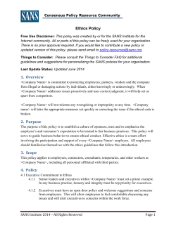Ethics Policy 1. Overview 2. Purpose 3. Scope 4. Policy