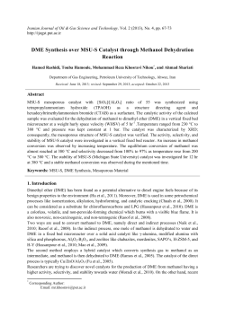 DME Synthesis over MSU-S Catalyst through Methanol Dehydration