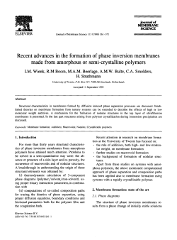 Recent advances in the formation of phase inversion membranes