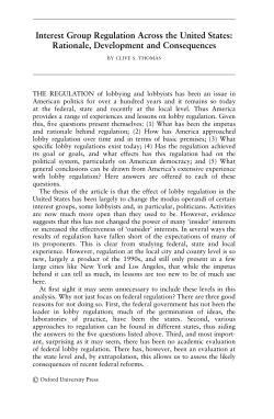 Interest Group Regulation Across the United States: Rationale