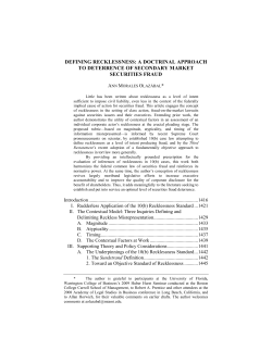 DEFINING RECKLESSNESS: A DOCTRINAL APPROACH TO