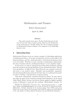 Mathematics and Finance - Fakult&auml;t f&uuml;r Mathematik