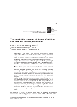 The social skills problems of victims of bullying: Self, peer and