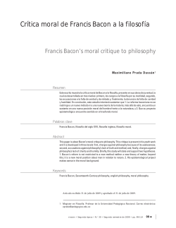 Cr&iacute;tica moral de Francis Bacon a la filosof&iacute;a
