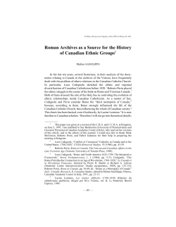 Roman Archives as a Source for the History of Canadian Ethnic