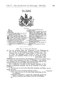 8 GEO V 1917 No 1 Day`s Bay Sanitation and Water-supply