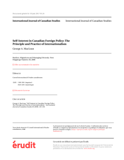 Self-Interest in Canadian Foreign Policy: The Principle and