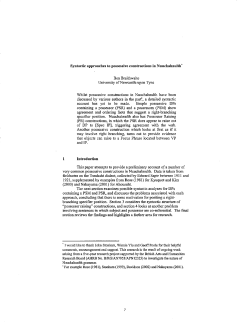 Syntactic approaches to possessive constructions in Nuuchahnulth