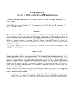 Green Photonics – the role of photonics in sustainable