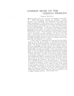 COMMON SENSE ON THE GERMAN PROBLEM