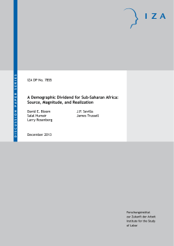 A Demographic Dividend for Sub-Saharan Africa: Source