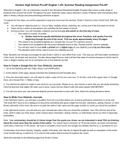 Summer Reading Assignment Pre-AP