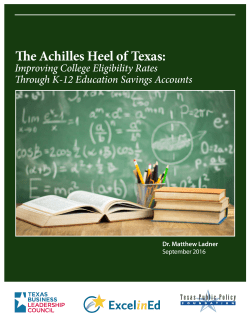 The Achilles Heel of Texas - Texas Business Leadership Council