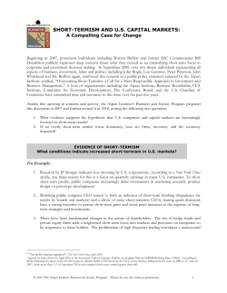 short-termism and us capital markets