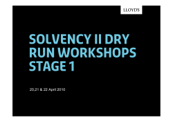 Solvency II dry run workshops stage 1