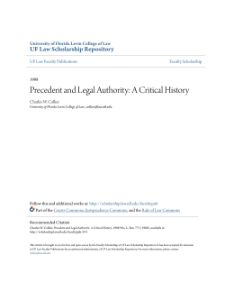Precedent and Legal Authority: A Critical History