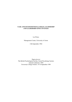 TASK AND SOCIOEMOTIONAL ROLES, LEADERSHIP AND