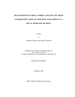 MEASUREMENTS OF DRAG TORQUE AND LIFT OFF SPEED AND