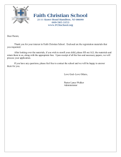 5th Registration - Faith Christian School