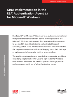 GINA Implementation in the RSA Authentication Agent 6.1