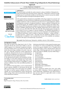 Solubility Enhancement of Poorly Water Soluble