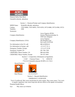 Material Safety Data Sheet Nickel(II) chloride, anhydrous Section 1