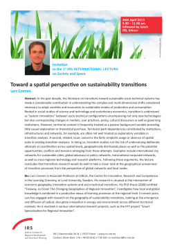 Toward a spatial perspective on sustainability transitions - IDW