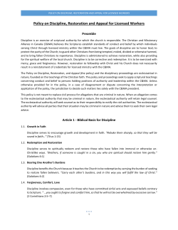 Policy on Discipline, Restoration and Appeal for Licensed Workers