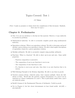 Topics Covered: Test 1