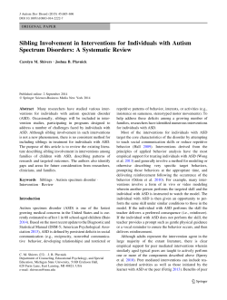 Sibling Involvement in Interventions for Individuals with