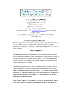 History of Missio History of Mission (WM603)