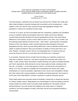 From American individualism to French commensalism: Varying