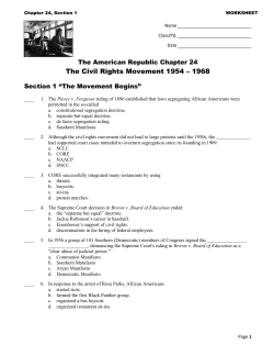 The Civil Rights Movement 1954 &ndash; 1968