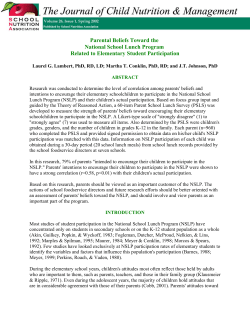 Parental Beliefs Toward the National School Lunch Program