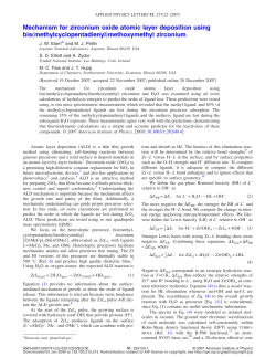 Mechanism for zirconium oxide atomic layer deposition using bis