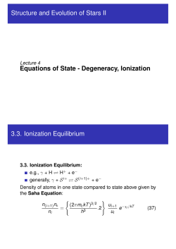 3.3. Ionization Equilibrium