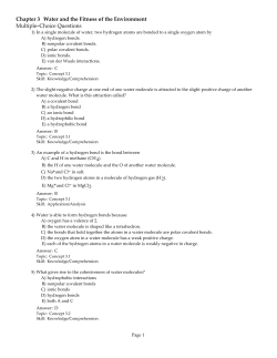 Chapter 3 Water and the Fitness of the Environment
