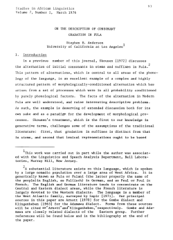 Studies in African Linguistics Volume 7, Number 1, March 1976 1