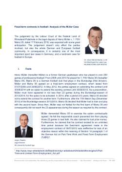 Fixed-term contracts in football: Analysis of the M&uuml;ller Case The