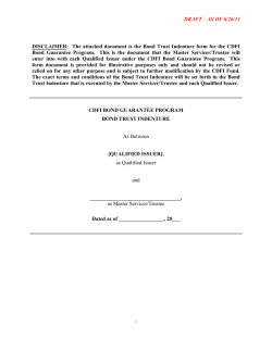 CDFI Fund Bond Guarantee Program, Bond Trust Indenture