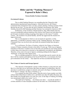 Hitler and the &ldquo;Nanking Massacre&rdquo;