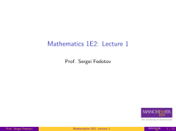 Mathematics 1E2: Lecture 1