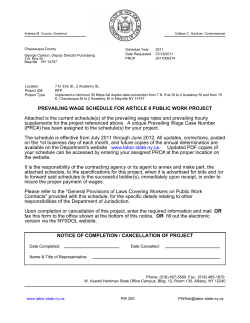 Prevailing Wage Schedule