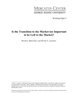 Is the Transition to the Market too Important to be Left to the Market?