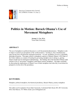 Politics in Motion: Barack Obama`s Use of Movement Metaphors