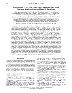 A2Bi8Se13 (A ) Rb, Cs), CsBi3.67Se6, and BaBi2Se4: New Ternary